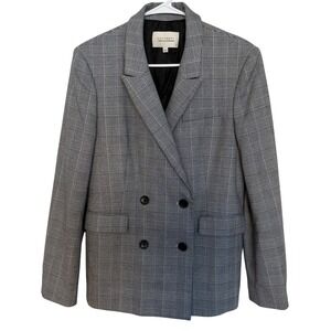 EQUIPMENT Tabitha Simmons Plaid Double Breasted‎ Blazer Jacket Size 10 Preppy